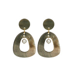 Hollow Mother of Pearl Earrings with Inner Pearl 18k Gold Plated, Mother of Pearl