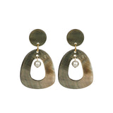 Hollow Mother of Pearl Earrings with Inner Pearl 18k Gold Plated, Mother of Pearl