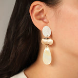 Mother of Pearl Tricolor Dangle Earrings 18k Gold Plated, Mother of Pearl