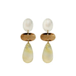 Mother of Pearl Tricolor Dangle Earrings 18k Gold Plated, Mother of Pearl
