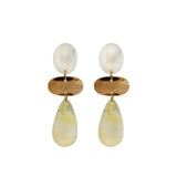 Mother of Pearl Tricolor Dangle Earrings 18k Gold Plated, Mother of Pearl