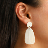 White Mother of Pearl Geometric Earrings