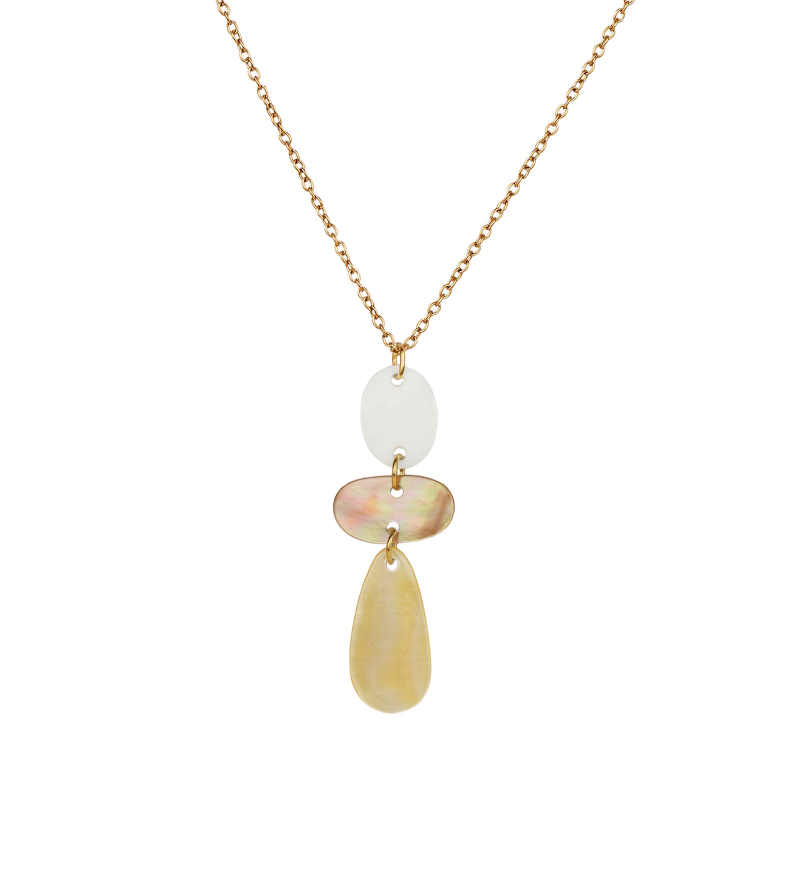Mixed Shape Mother of Pearl Necklace 18k Gold Plated, Mother of Pearl