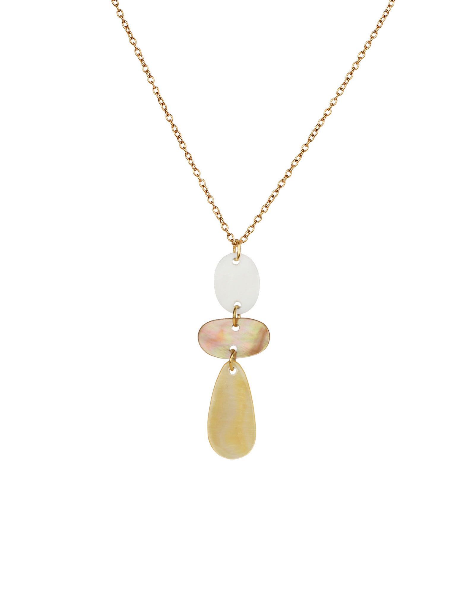 Mixed Shape Mother of Pearl Necklace 18k Gold Plated, Mother of Pearl