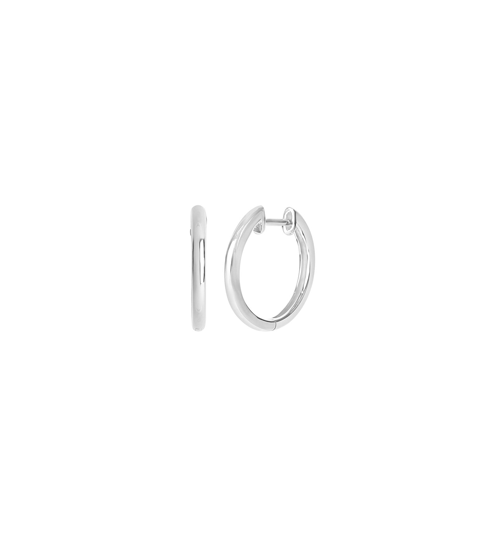 Liven-Classic High Polish Finish Huggies | 19mm-Earrings-14k White Gold-Blue Ruby Jewellery-Vancouver Canada