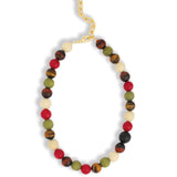 Mixed Shape Chunky Stone Necklace | 12mm Gold, Mixed Stones, Wood