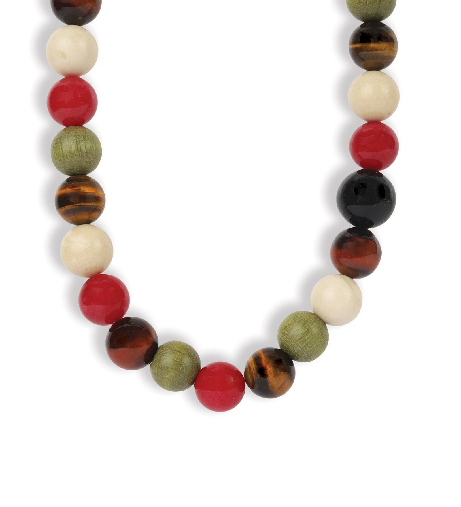Mixed Shape Chunky Stone Necklace | 12mm Gold, Mixed Stones, Wood