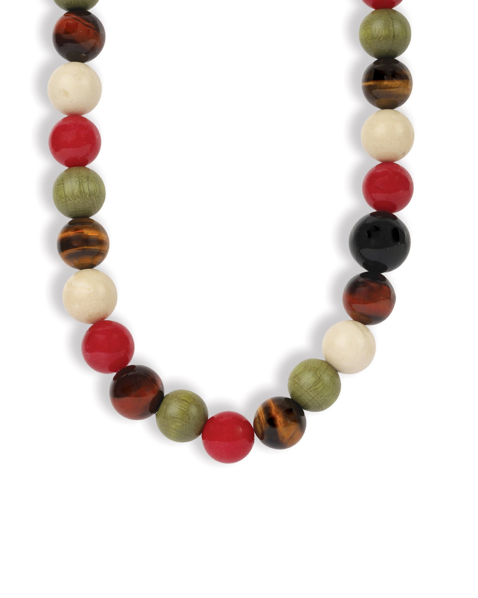 Mixed Shape Chunky Stone Necklace | 12mm Gold, Mixed Stones, Wood