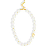 Mixed Shape Chunky Stone Necklace | 12mm Gold, White Jade