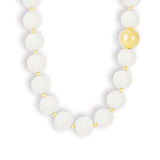 Mixed Shape Chunky Stone Necklace | 12mm Gold, White Jade