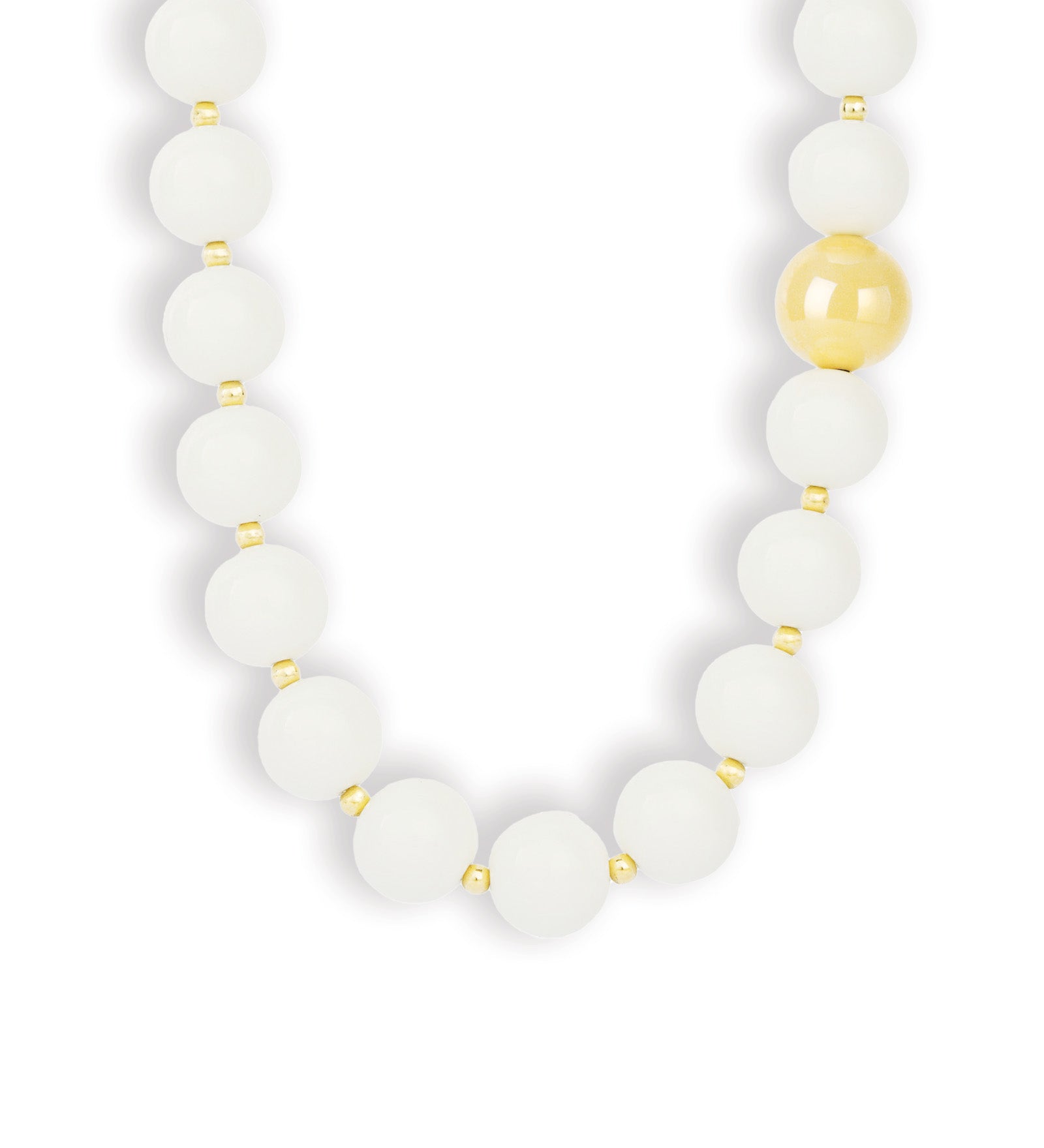 Mixed Shape Chunky Stone Necklace | 12mm Gold, White Jade