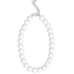 Mixed Shape Chunky Stone Necklace | 12mm Silver, White Jade