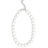 Mixed Shape Chunky Stone Necklace | 12mm Silver, White Jade