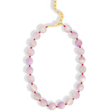 Mixed Shape Chunky Stone Necklace | 14mm Gold, Purple Jade, Coral