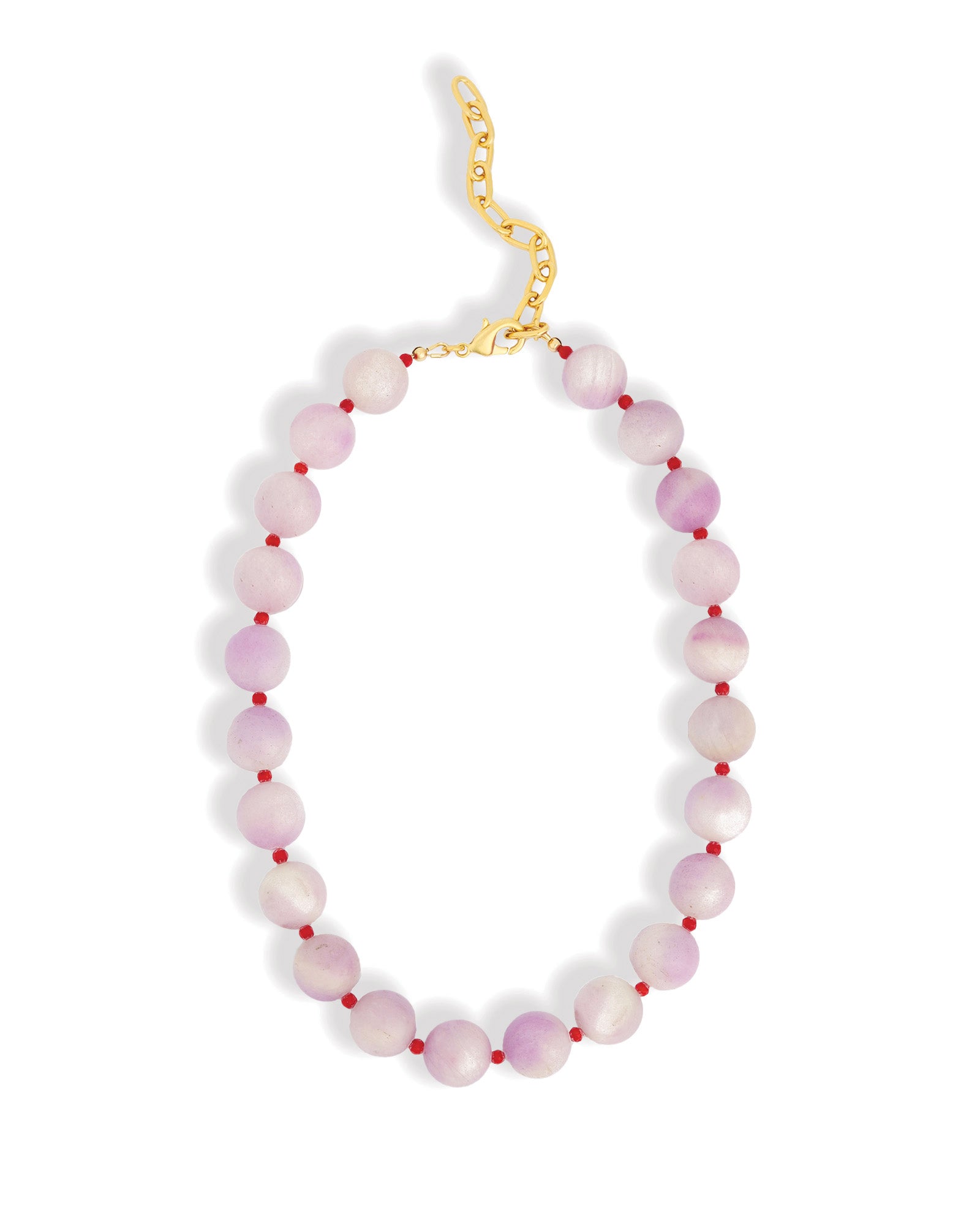 Mixed Shape Chunky Stone Necklace | 14mm Gold, Purple Jade, Coral