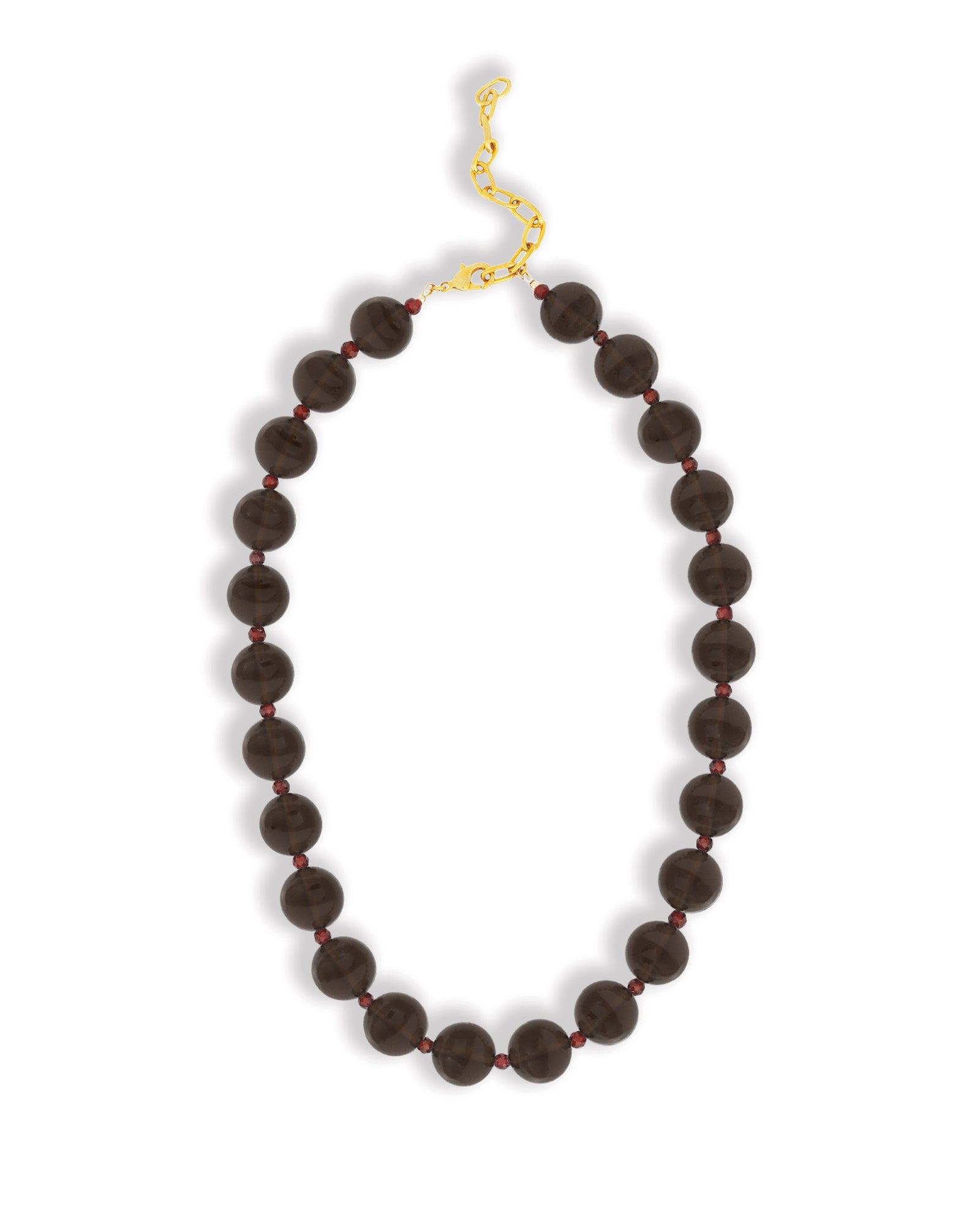Mixed Shape Chunky Stone Necklace | 12mm Gold, Ice Obsidian, Garnet