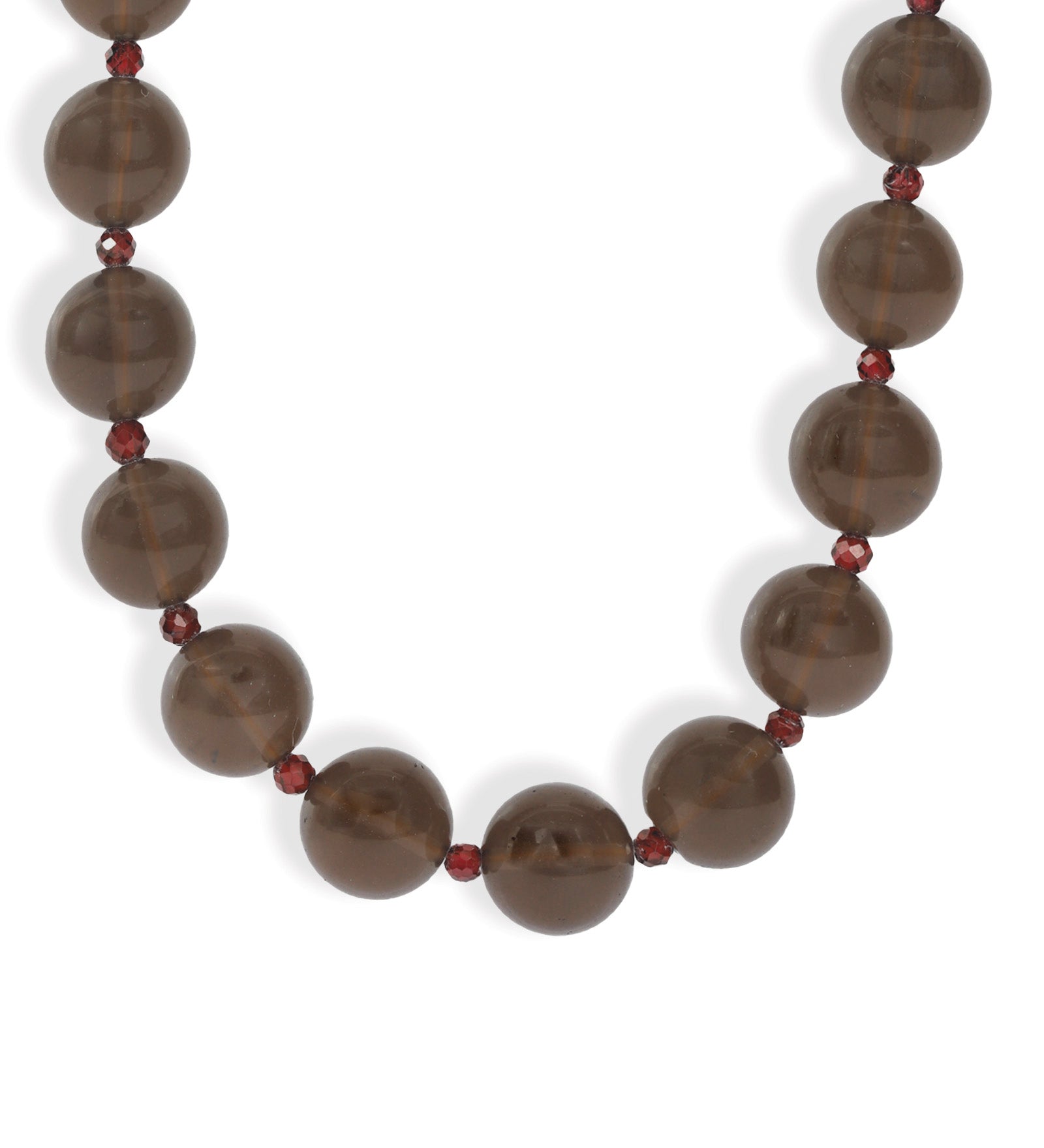 Mixed Shape Chunky Stone Necklace | 12mm Gold, Ice Obsidian, Garnet