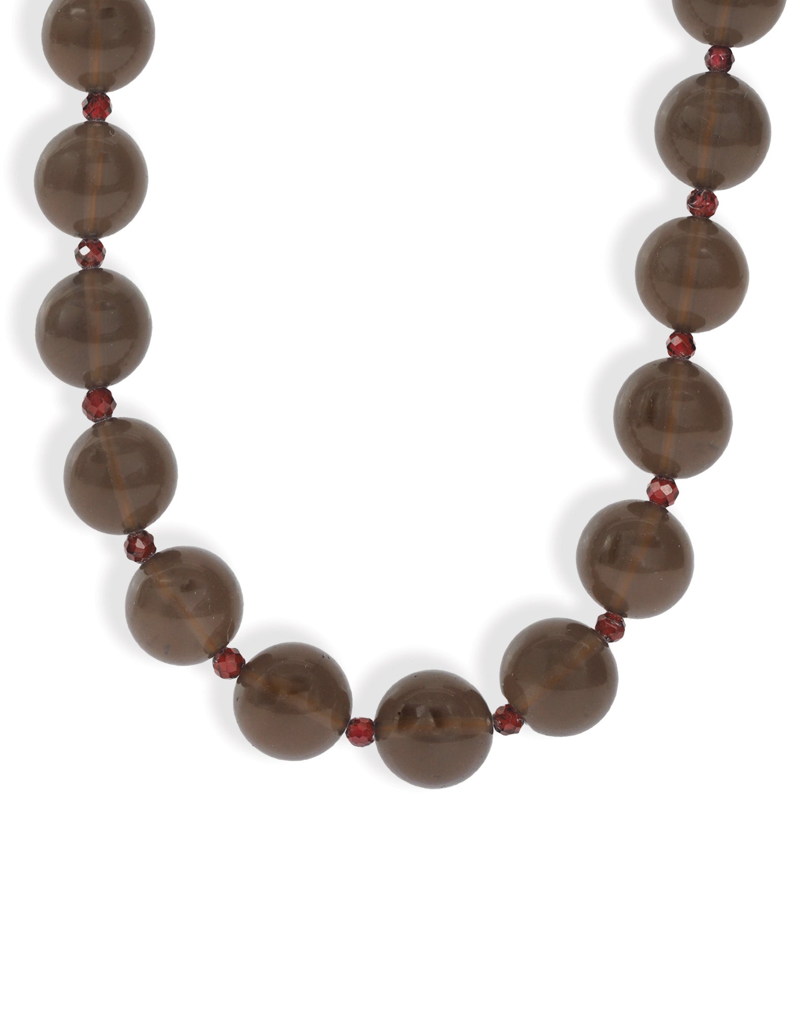 Mixed Shape Chunky Stone Necklace | 12mm Gold, Ice Obsidian, Garnet