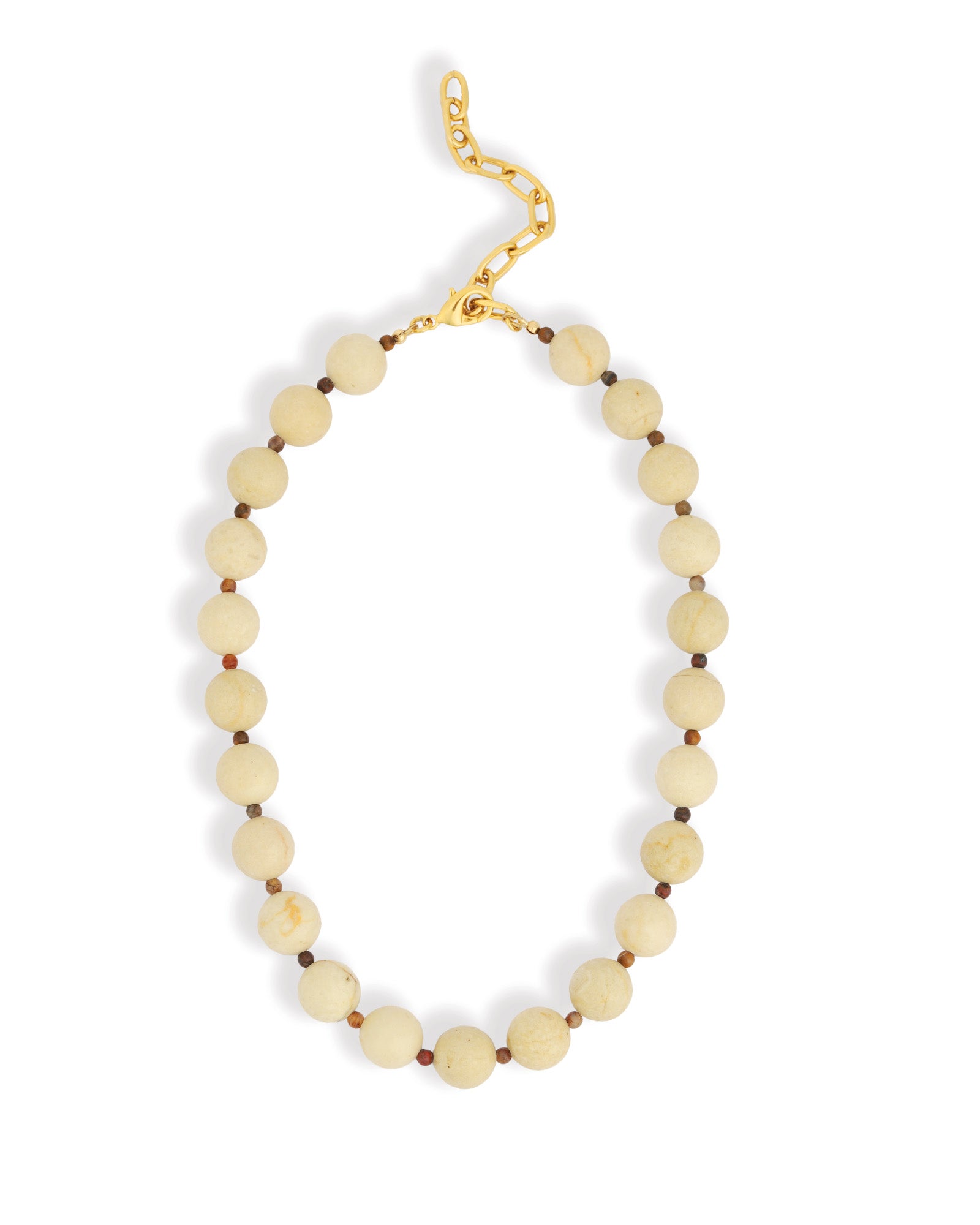 Mixed Shape Chunky Stone Necklace | 12mm Gold, Riverstone, Pietersite