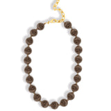 Mixed Shape Chunky Stone Necklace | 14mm Gold, Ice Obsidian, Smoke Topaz