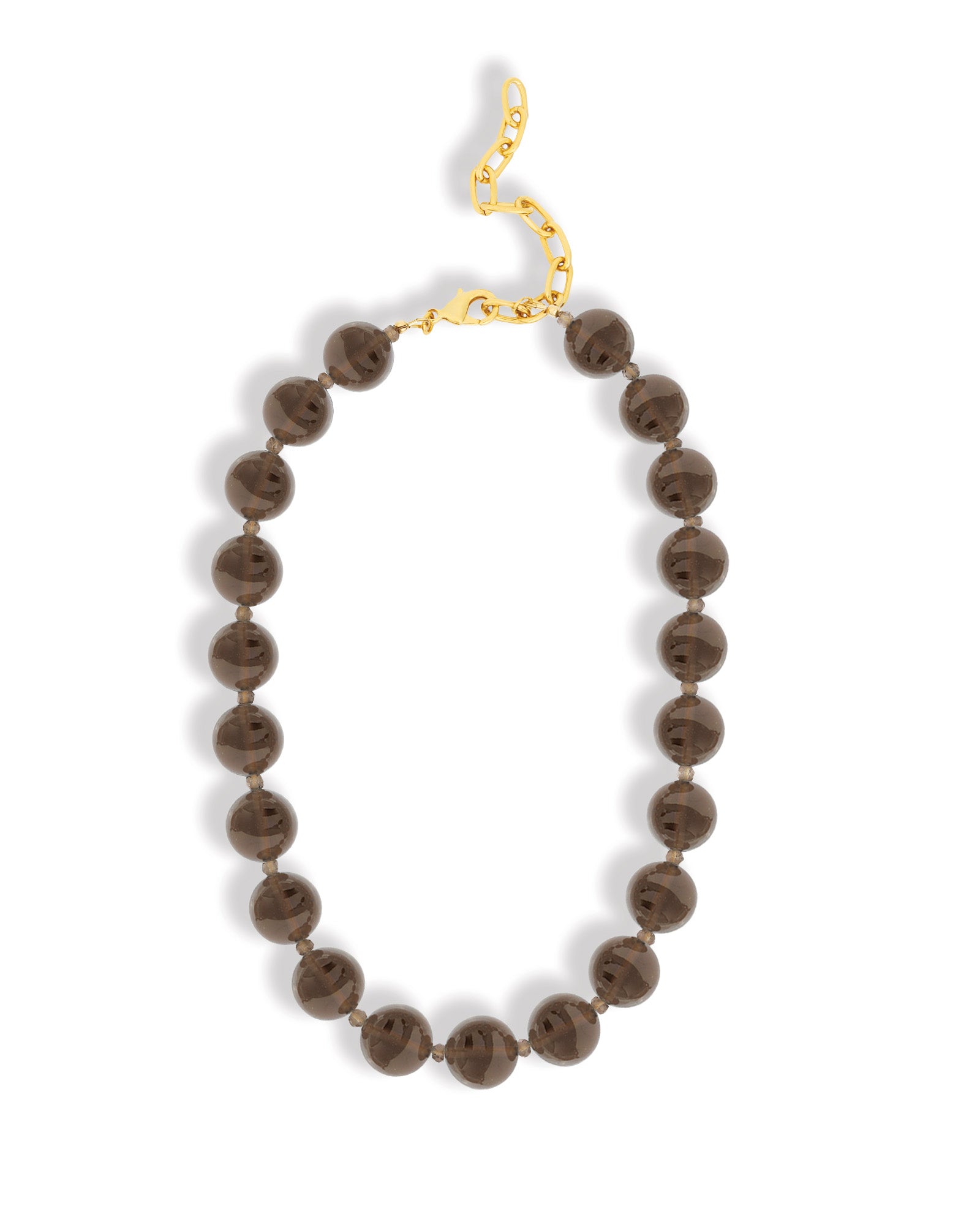Mixed Shape Chunky Stone Necklace | 14mm Gold, Ice Obsidian, Smoke Topaz