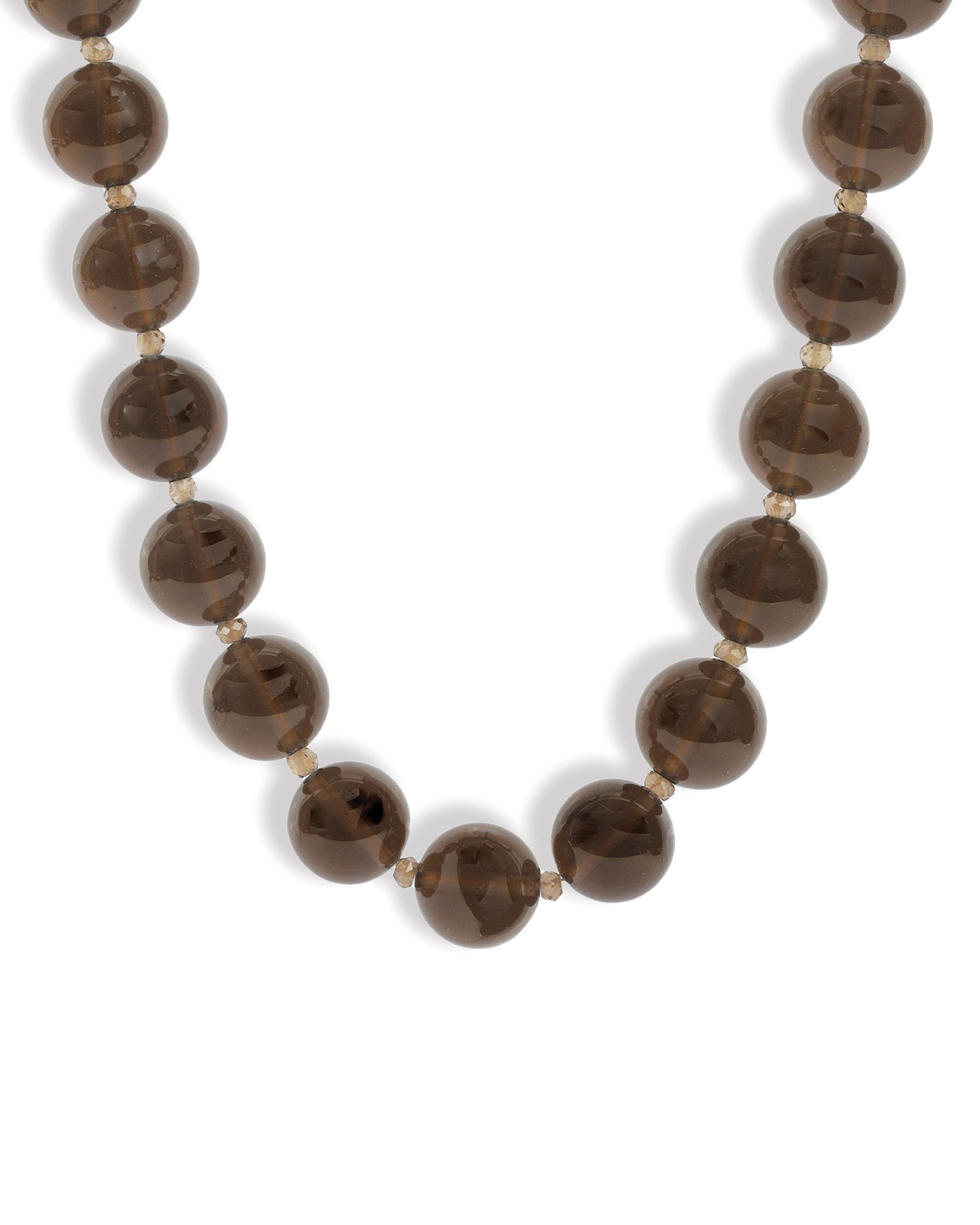 Mixed Shape Chunky Stone Necklace | 14mm Gold, Ice Obsidian, Smoke Topaz