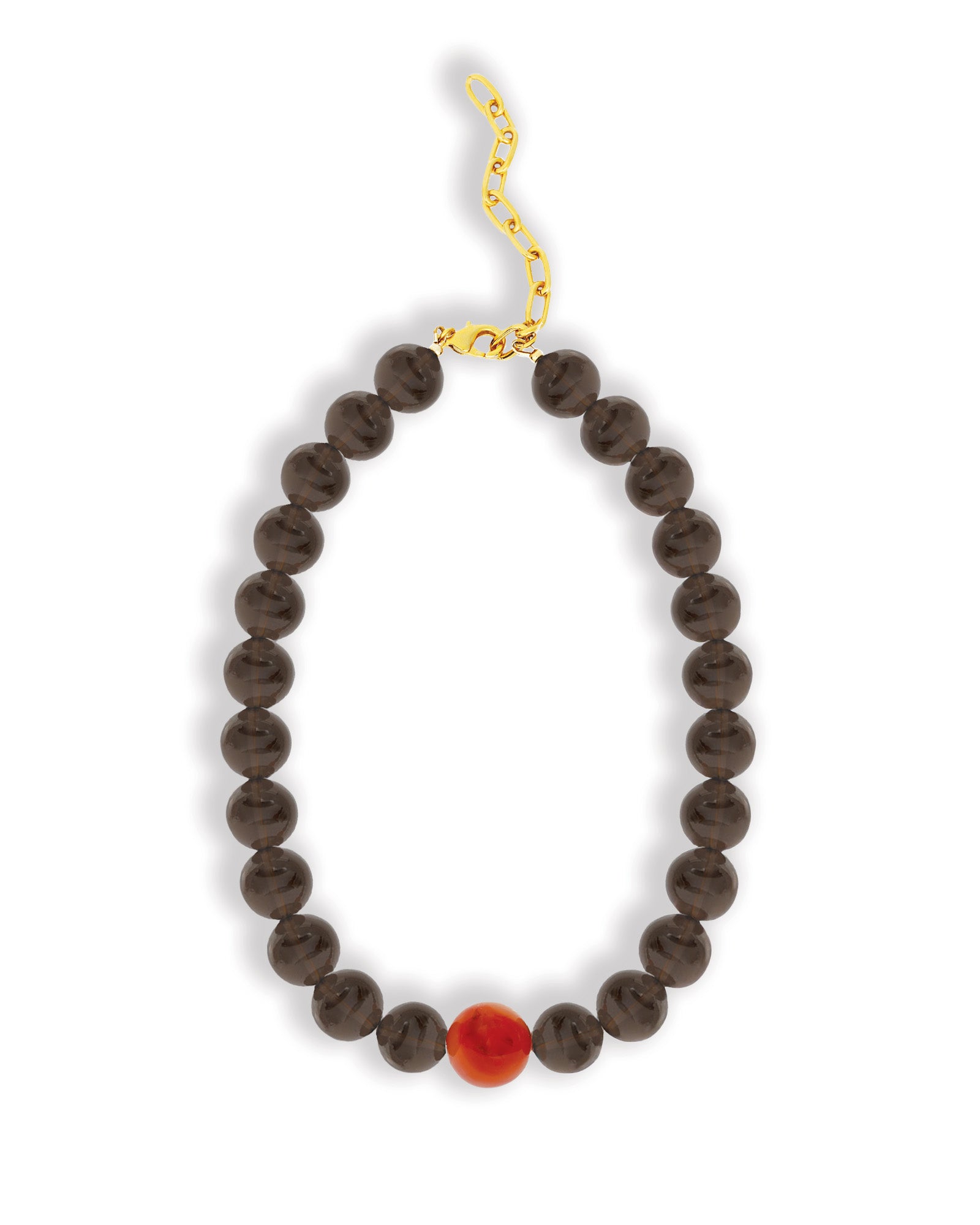 Mixed Shape Chunky Stone Necklace | 14mm Gold, Ice Obsidian, Carnelian