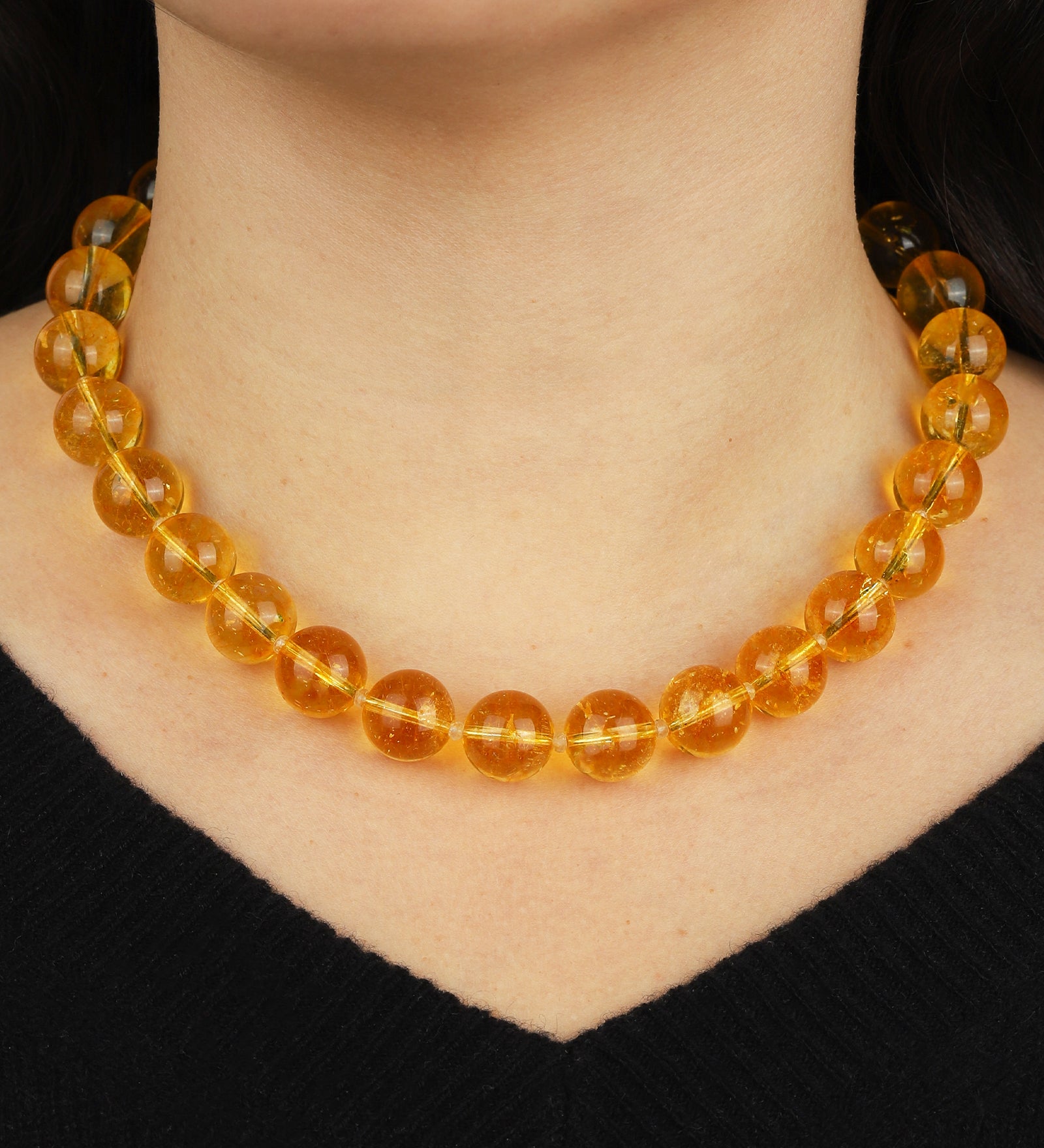 Mixed Shape Chunky Stone Necklace | 14mm Gold, Citrine