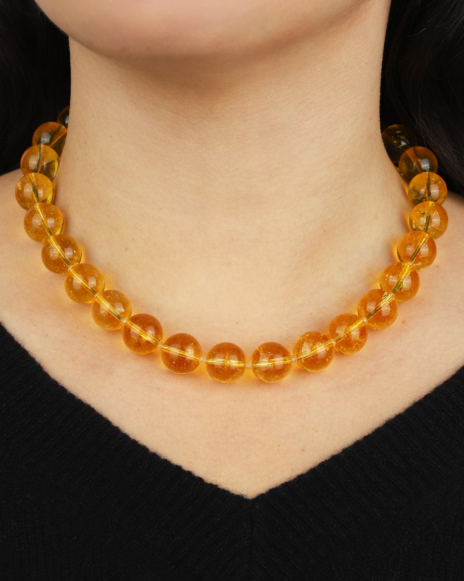 Mixed Shape Chunky Stone Necklace | 14mm Gold, Citrine