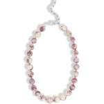 Mixed Shape Chunky Stone Necklace | 12mm Silver, Lepidolite Tourmaline, Amethyst