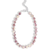 Mixed Shape Chunky Stone Necklace | 12mm Silver, Lepidolite Tourmaline, Amethyst