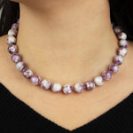 Mixed Shape Chunky Stone Necklace | 12mm Silver, Lepidolite Tourmaline, Amethyst