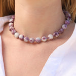 Lunita Luz-Lepidolite Tourmaline Chunky Beaded Necklace | 12mm-Necklaces-Blue Ruby Jewellery-Vancouver Canada