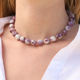 Lunita Luz-Lepidolite Tourmaline Chunky Beaded Necklace | 12mm-Necklaces-Blue Ruby Jewellery-Vancouver Canada