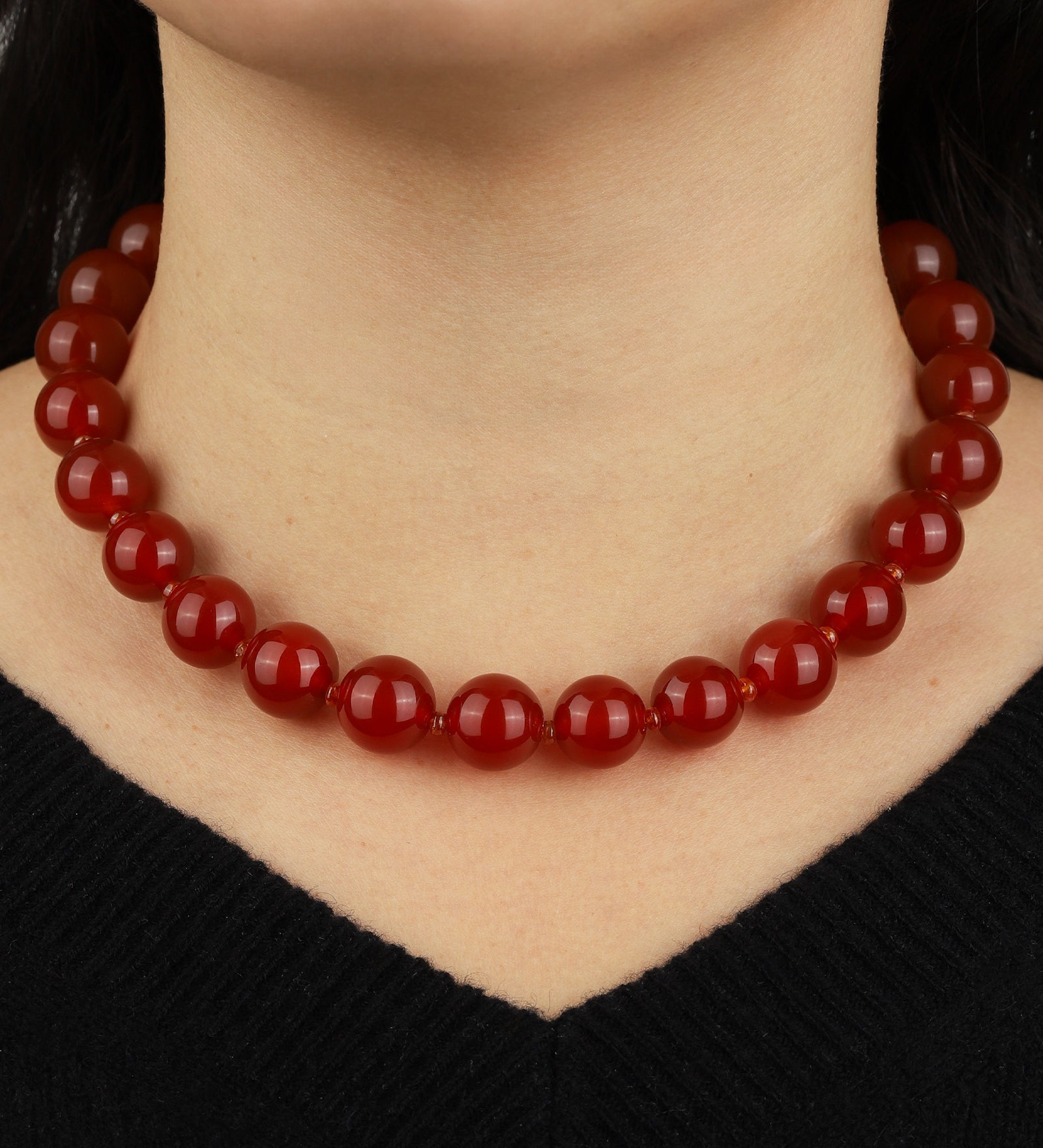 Mixed Shape Chunky Stone Necklace | 14mm Gold, Carnelian, Mandarin Garnet