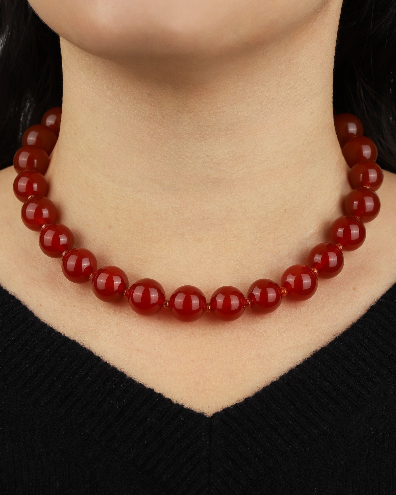 Mixed Shape Chunky Stone Necklace | 14mm Gold, Carnelian, Mandarin Garnet