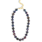 Mixed Shape Chunky Stone Necklace | 12mm Gold, Galaxy Tiger Eye, Black Spinel