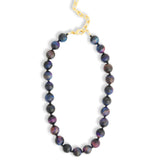 Mixed Shape Chunky Stone Necklace | 12mm Gold, Galaxy Tiger Eye, Black Spinel