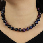 Mixed Shape Chunky Stone Necklace | 12mm Gold, Galaxy Tiger Eye, Black Spinel