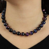 Mixed Shape Chunky Stone Necklace | 12mm Gold, Galaxy Tiger Eye, Black Spinel