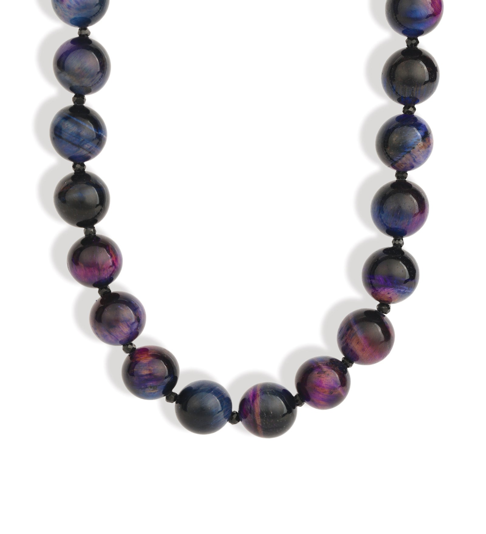 Mixed Shape Chunky Stone Necklace | 12mm Gold, Galaxy Tiger Eye, Black Spinel