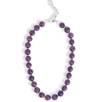 Mixed Shape Chunky Stone Necklace | 12mm Silver, Amethyst