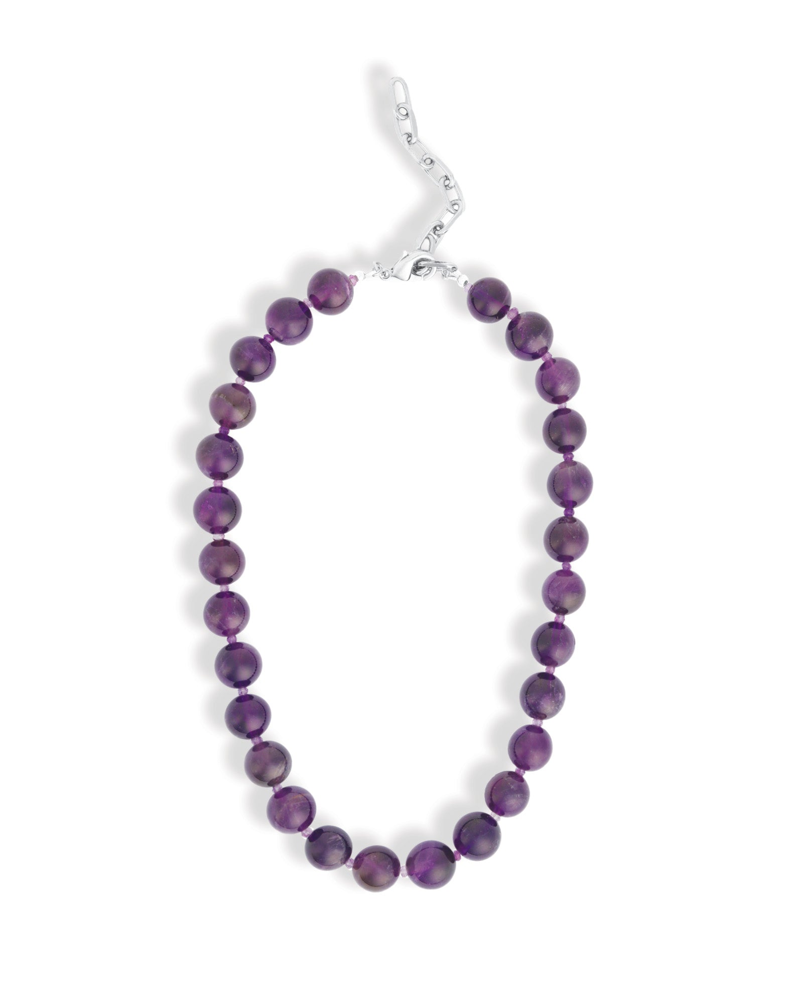 Mixed Shape Chunky Stone Necklace | 12mm Silver, Amethyst