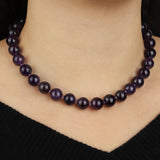 Mixed Shape Chunky Stone Necklace | 12mm Silver, Amethyst