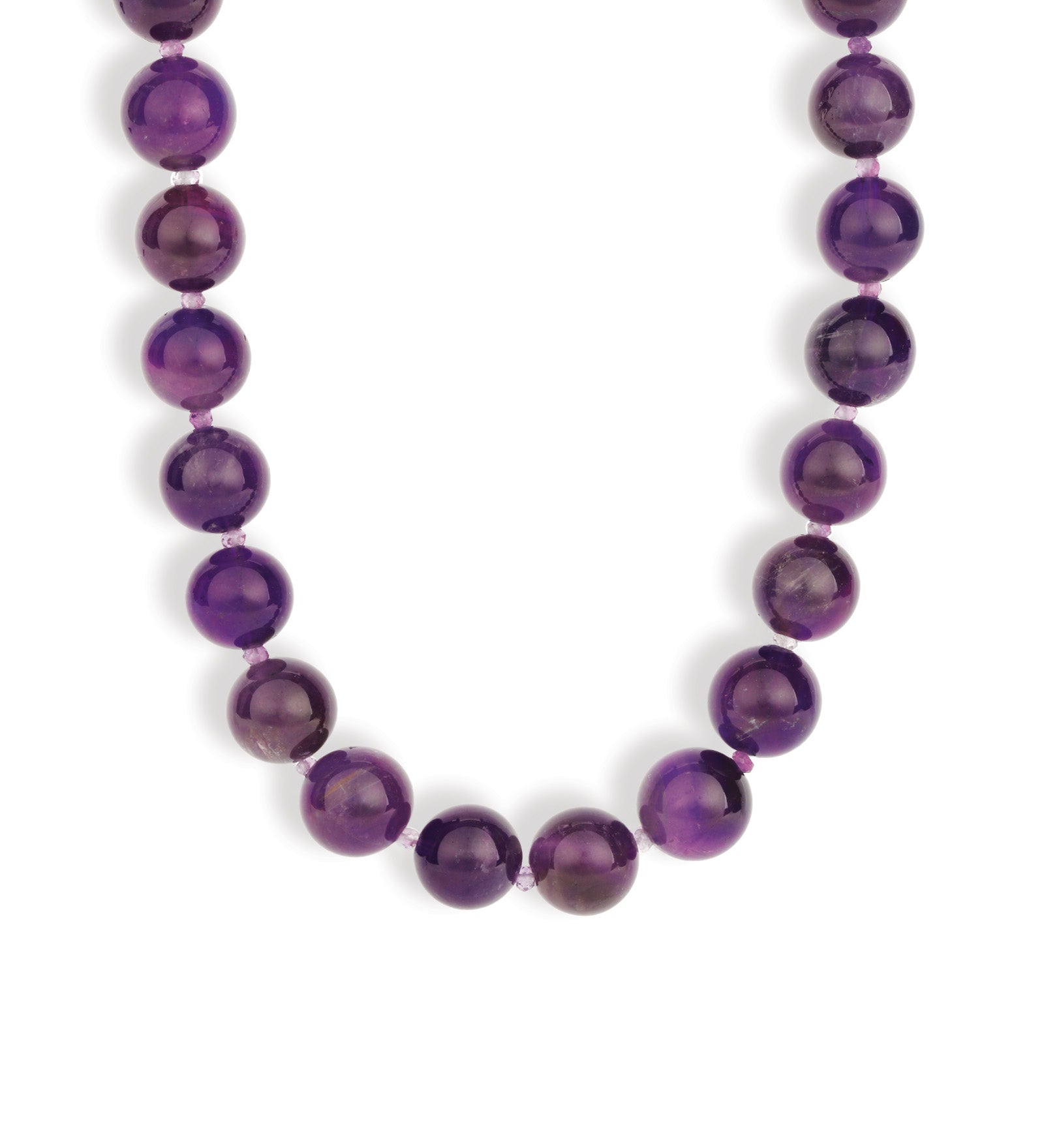 Mixed Shape Chunky Stone Necklace | 12mm Silver, Amethyst