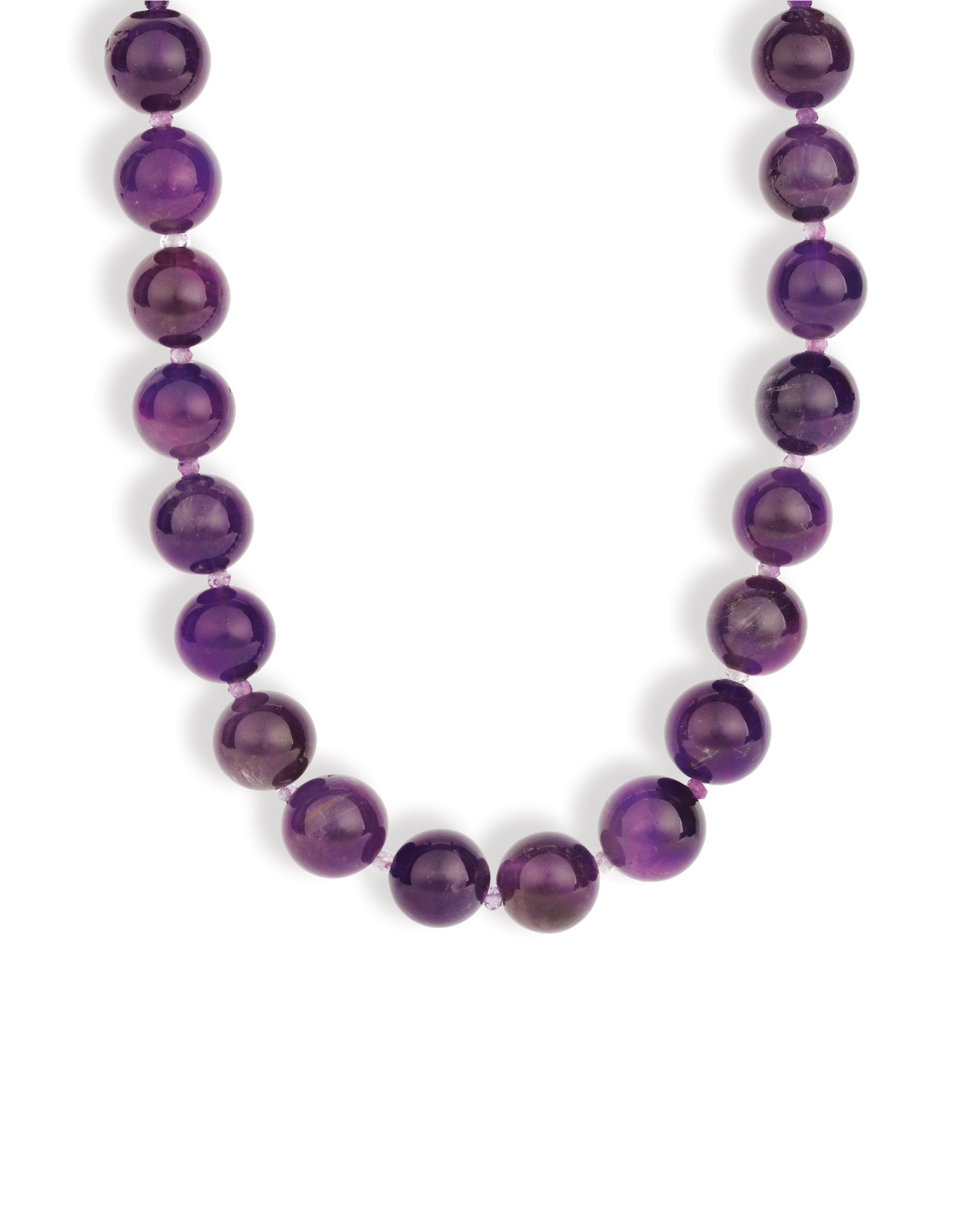 Mixed Shape Chunky Stone Necklace | 12mm Silver, Amethyst