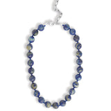 Mixed Shape Chunky Stone Necklace | 12mm Silver, Lapis