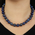 Mixed Shape Chunky Stone Necklace | 12mm Silver, Lapis