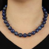 Mixed Shape Chunky Stone Necklace | 12mm Silver, Lapis