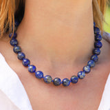 Lunita Luz-Lapis Chunky Beaded Necklace | 12mm-Necklaces-Blue Ruby Jewellery-Vancouver Canada